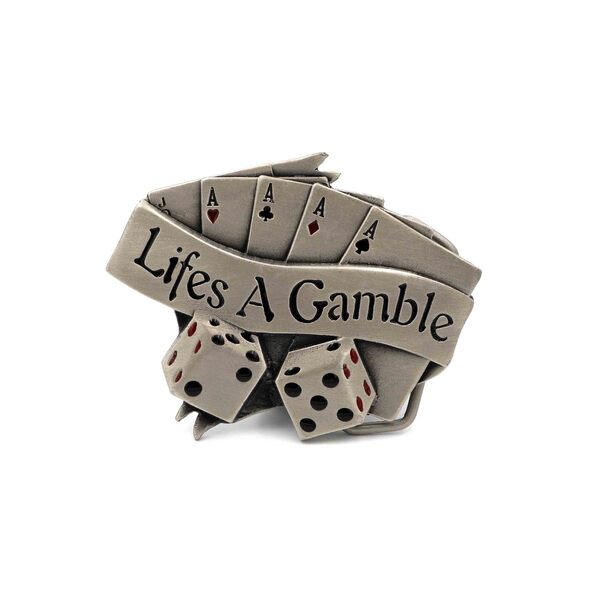 Antique Silver Gambling Belt Buckle - A Bold Statement Piece