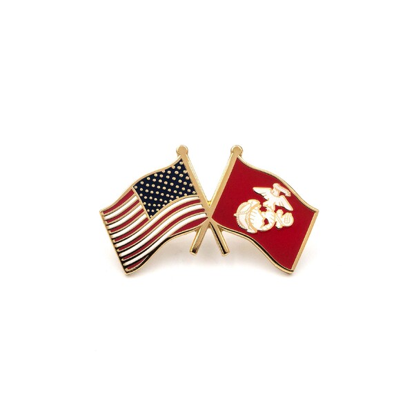 USMC and US Flag Lapel Pin