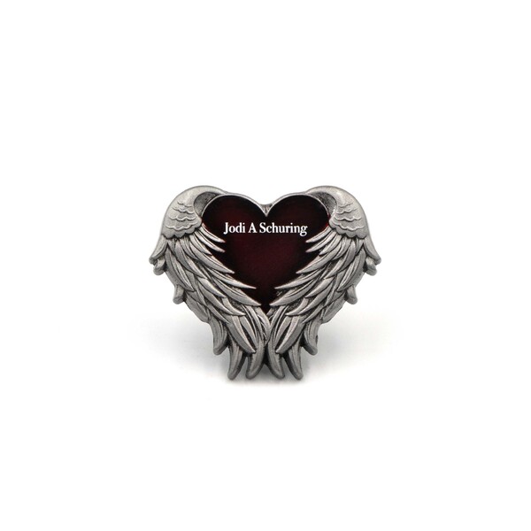 3D Heart and Angel Wings Emblem