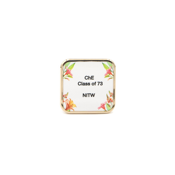 Elegant Floral Square Lapel Pin - Che Class of '73 NITW