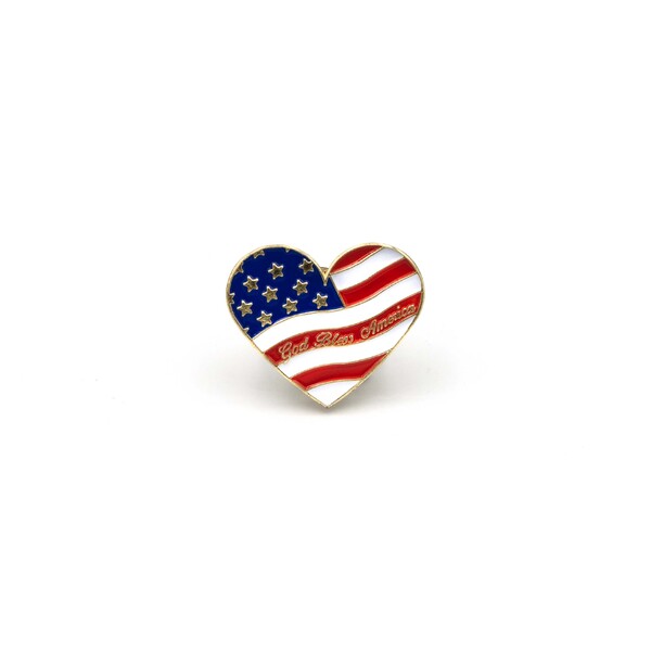 Heart shaped US Flag Lapel Pin