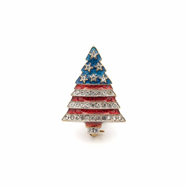 Festive American Flag Christmas Tree Badge