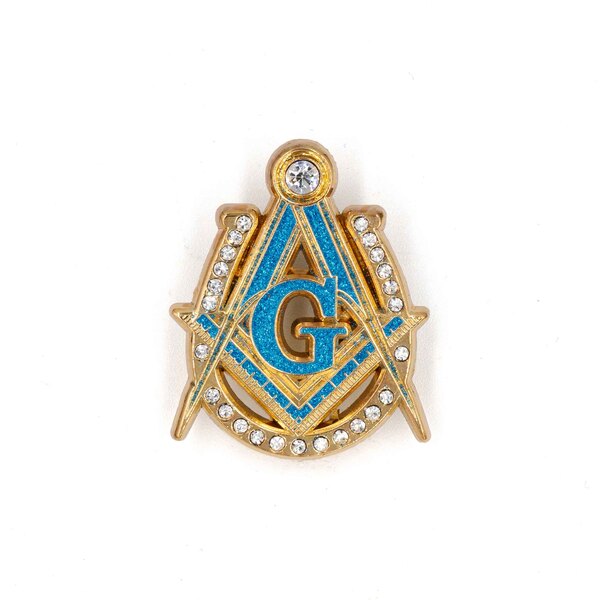 Masonic Horseshoe Lapel Pin with Rhinestones