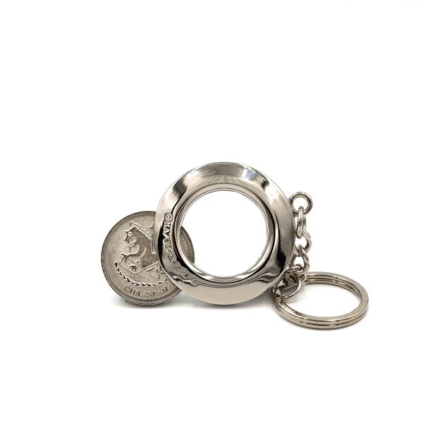 Dual-Finish Silver Trolley Coin Keychain