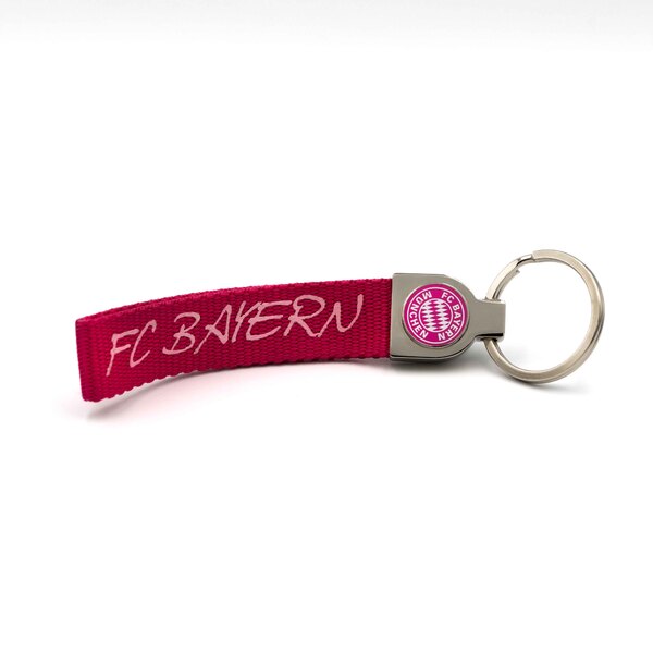 FC Bayern Fan Ribbon Keychain with Emblem Clip