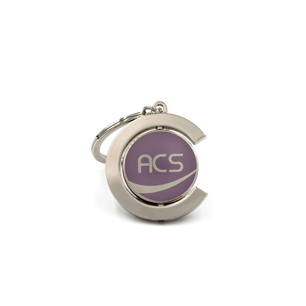 Lavender Enamel Rotating Keychain in Matte Nickel